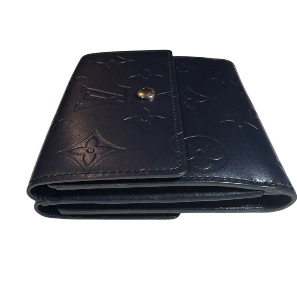 Auth Louis Vuitton Ltd Edition Navy Blue Matte Monogram Elise Compact Wallet Ex+ - Picture 7 of 14